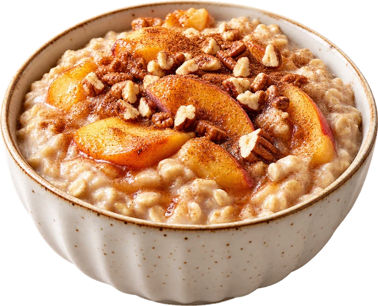 Warm peach cinnamon oatmeal