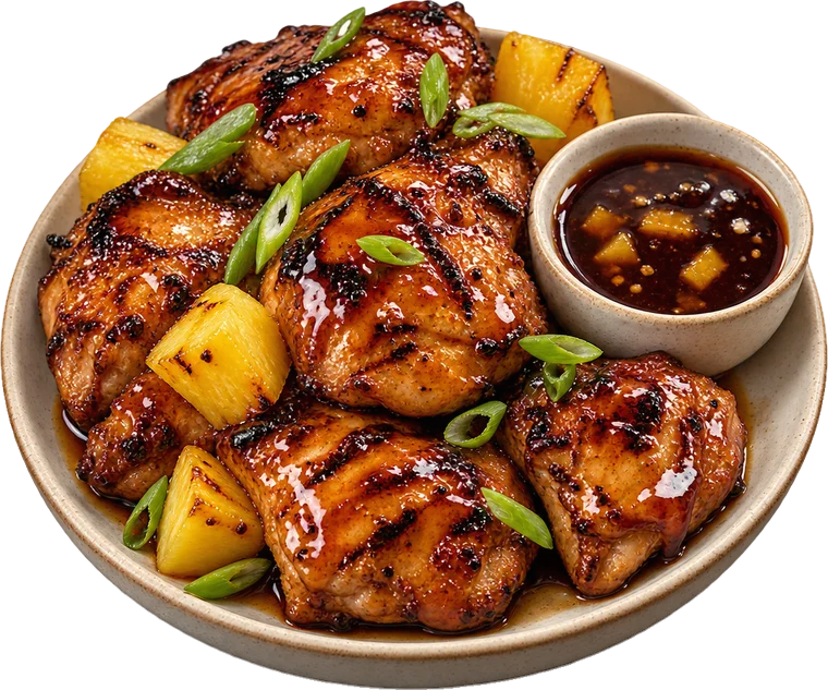 Chicken with pineapple teriyaki glaze
